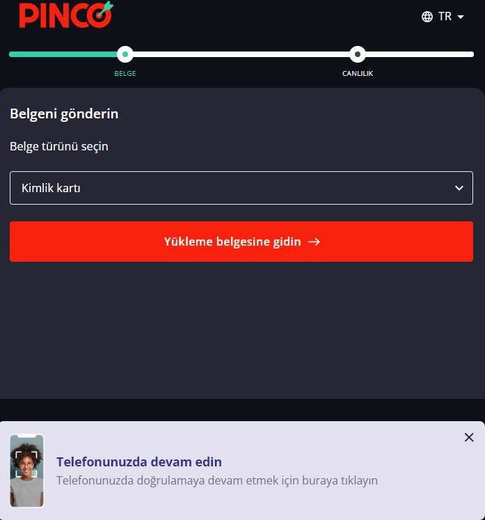 Şəxsi kabinetdə verifikasiya bölməsi